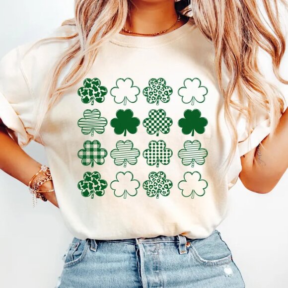 Tops - Irish Clover Graphic Lucky Shirt, St Patricks Day Gift Shirt